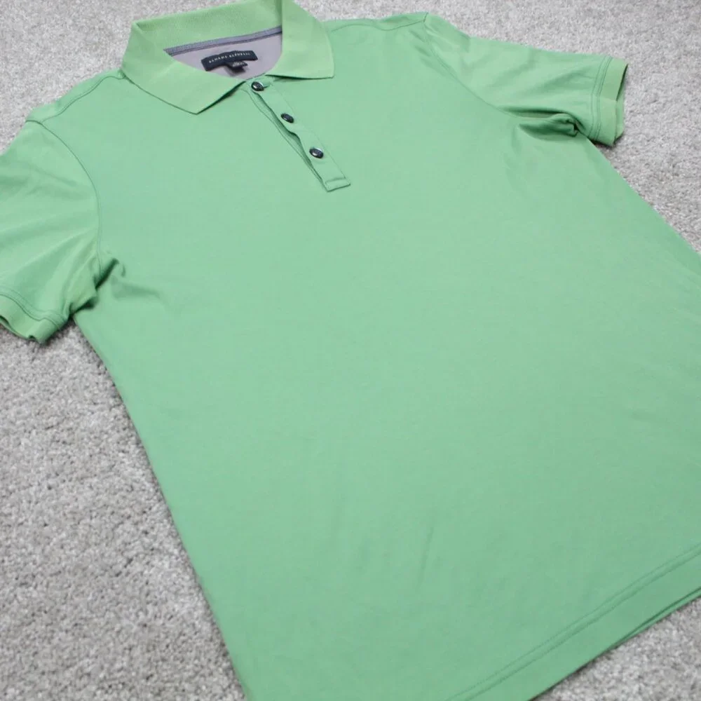 Banana Republic Polo Shirt Mens Medium Green 100% Cotton Short‎ Sleeve Pullover